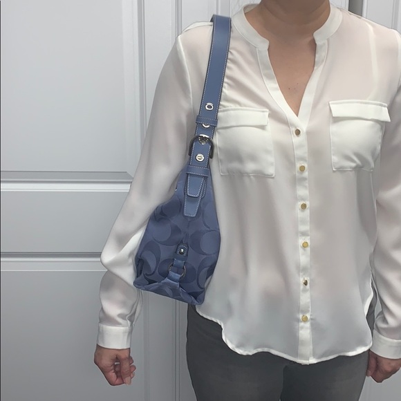 Coach Fabric bag w/leather trim & adjustable strap - Picture 5 of 9